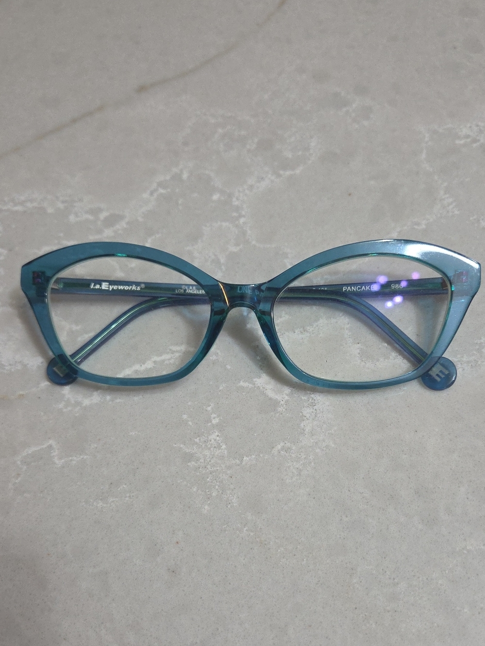 Pancake Teal Cat-Eye Glasses